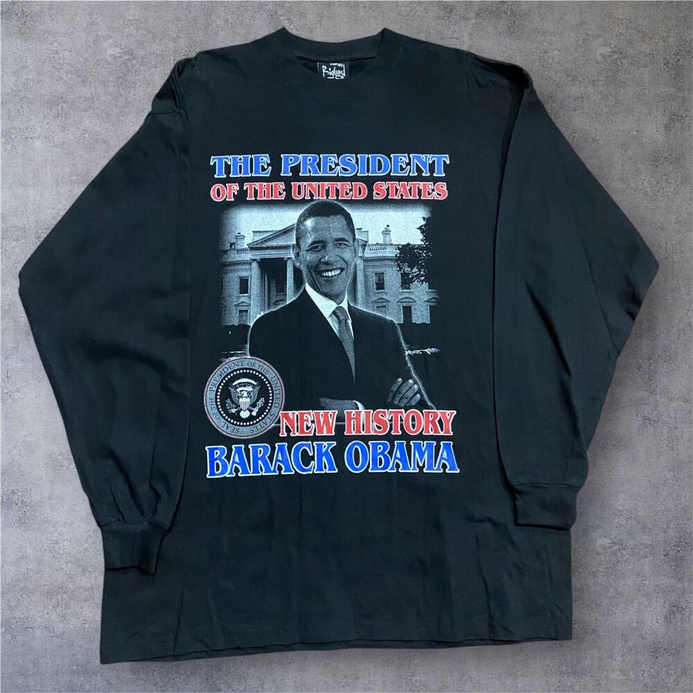 Empire Bigland Barack Obama 2008 L/S Black T-Shirt Big & Tall Men's Size 2XL